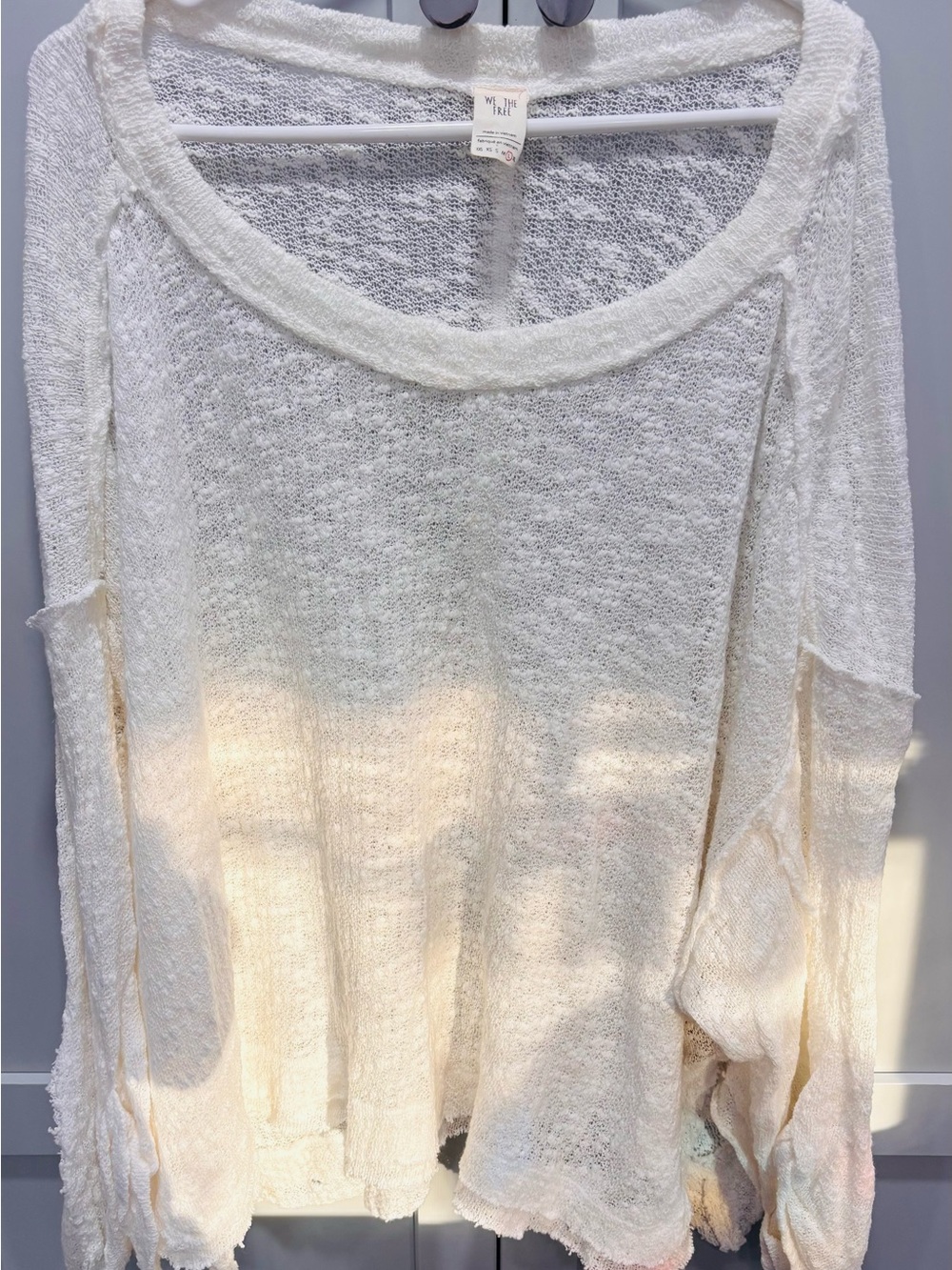 We The Free Lightweight Ivory Knit Scoop Neck Sweater Very oversized Large